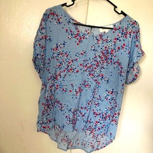 Light blue color with white,red flower print size large